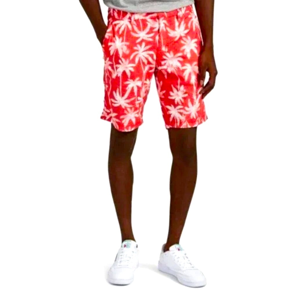 NWT ONIA Austin Linen Shorts Coral Palm Trees 30 MSRP $125